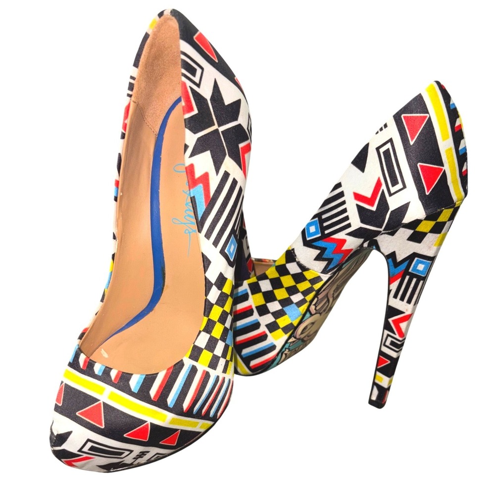 Taylor Says Roddie Heels Womens Size 6 Geometric Platform Stiletto Shoes Pop Art